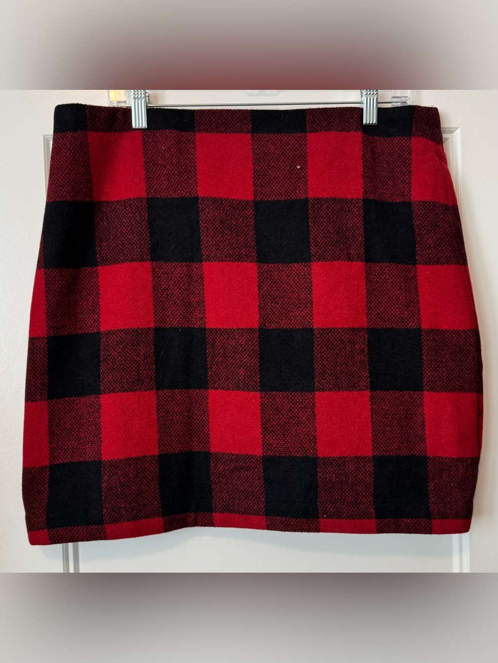 Boston Proper Buffalo Plaid Wool Blend Mini Skirt Size 16